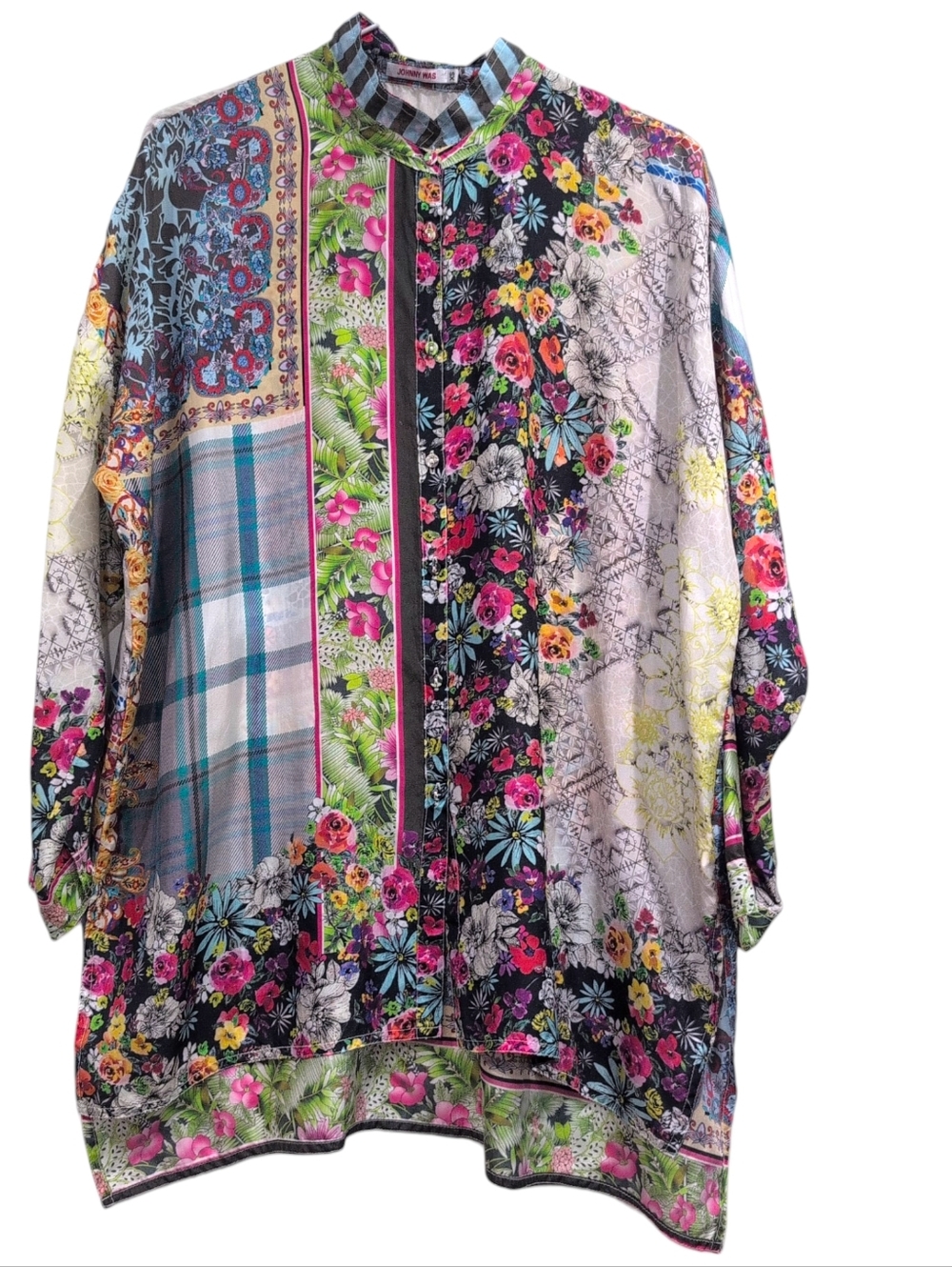 Johnny Was Silk Invita Blouse Button Down Xs Boho Floral - Picture 3 of 7